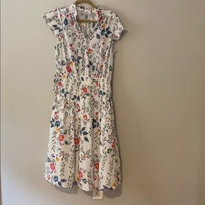 floral midi dress with cinched waist